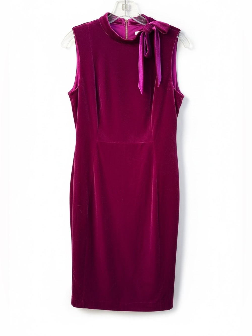 Calvin Klein Sleeveless Velvet Sheath Dress in Magenta Sz 8 NWT
